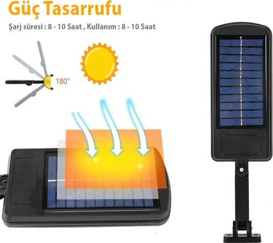 100 Ledli Güneş Enerjili Kumandalı Hareket Sensörlü Solar Dış Mekan Bahçe Lambası - 4