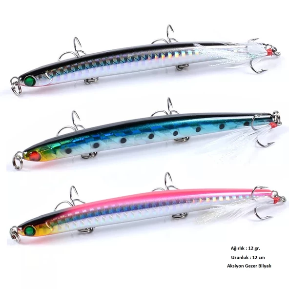 12Gr.SahteYem Lures Rapala,Turna,Levrek,Lüfer,Çinekop,Palamut,Rapala,Sahte Zoka k2 - 4