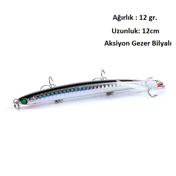 12Gr.SahteYem Lures Rapala,Turna,Levrek,Lüfer,Çinekop,Palamut,Rapala,Sahte Zoka k2 - 3