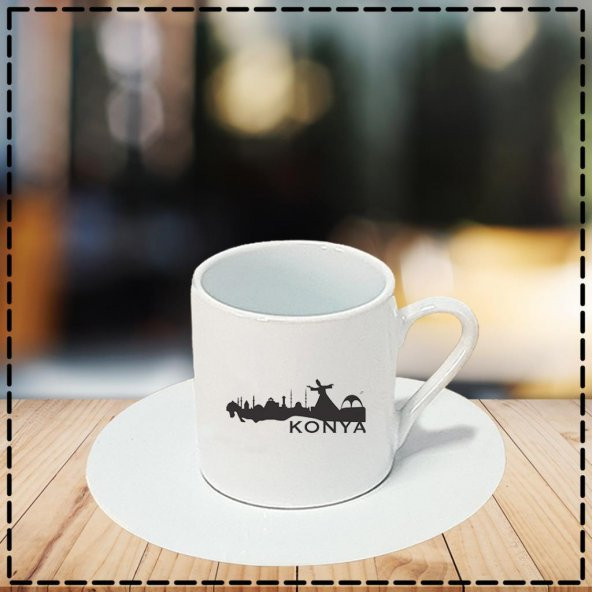 Konya (yatay) Tasarımlı Türk Kahvesi Fincanı Kişiye Özel Hediye