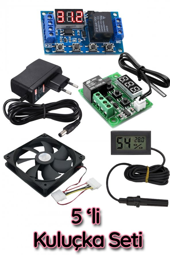 5 Li Set Kuluçka makinesi Termostadı,Zaman Modülü ,Kuluçka Fanı, Kuluçka Nem Ölçer, Adaptör - 2