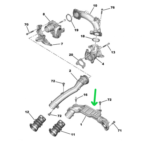 Citroen C-Elysee Turbo İntercool Hava Hortumu BlueHdi 1.5 Dv5 - 5