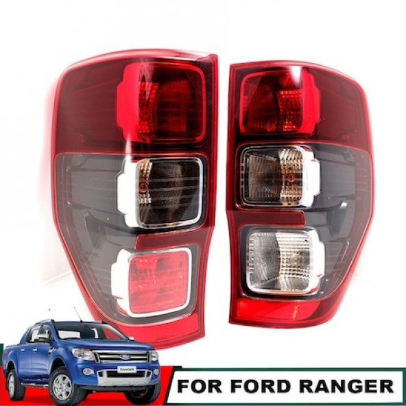 Ford Ranger Arka Stop Lambası Sağ-Sol Takım Sisli 2012- Siyah Zemin