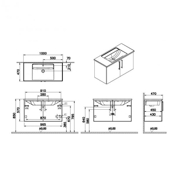 Vitra Root Flat 100 cm Beyaz Banyo Dolabı Alt Modül ve Lavabo - 2