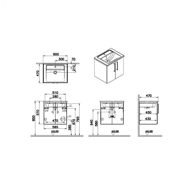 Vitra Root Flat 60 cm Beyaz Kapaklı Banyo Dolabı Alt Modül Lavabo - 2