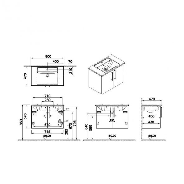 Vitra Root Flat 80 cm Beyaz Kapaklı Banyo Dolabı Alt Modül Lavabo - 2
