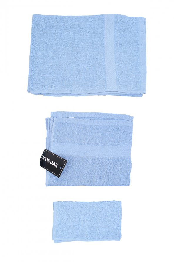 3lü Mavi Havlu Seti: Banyo, El-Yüz Baş ve Tıraş Sakal Havlusu - Asker Malzemeleri