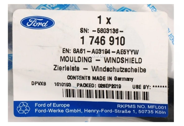 Ford Fiesta Ön Cam Fitili Dış Kenar Direk Lastiği Sağ [2008--2017] **