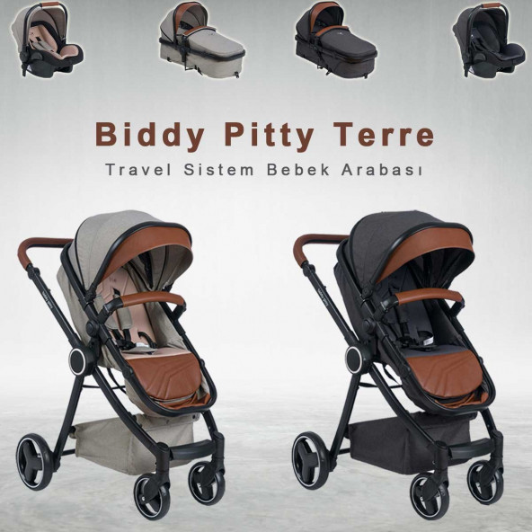 Biddy Pitty Terre Smoked Hafif Travel Sistem Bebek Arabası - 2