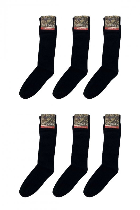 6lı Siyah Çorap - 4 Mevsimlik Uzun Havacı Asker Çorabı - Asker Malzemeleri