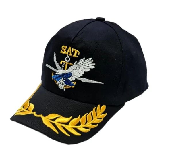 SAT ŞAPKA SİYAH DEFNE DALI İŞLEMELİ - 2