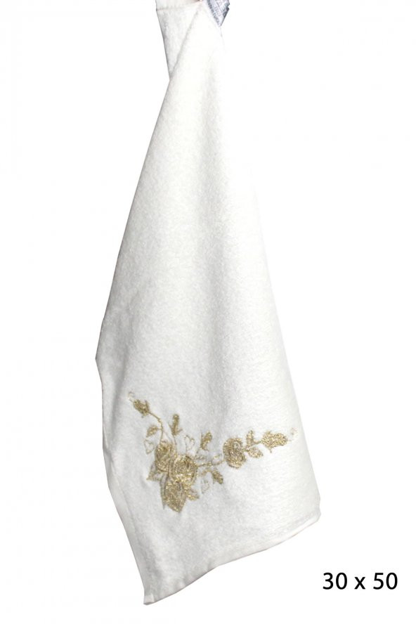 Bulteks Simli Nakışlı Kadife El Havlusu 30x50 Desen 4 - 5