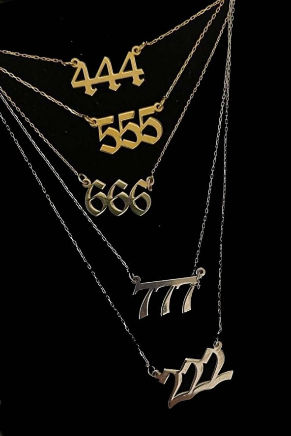 Angel Number Şans Numara Kolyesi 925 Ayar Gümüş Zincirli Gold Kolye Kişiye Özel Tasarım - 3