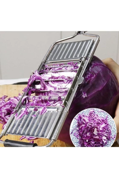 Paslanmaz Çelik 3 Bıçaklı Sebze Dilimleyici 3 In 1 Dilimleyici Doğrayıcı Çoklu Rende - 4