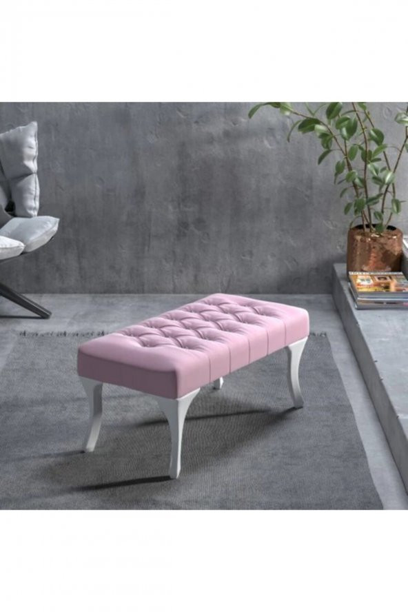 Vinda Mobilya Puf & Benç 45*90-Pls Ayak Silenebilir Kumaş Pembe K1