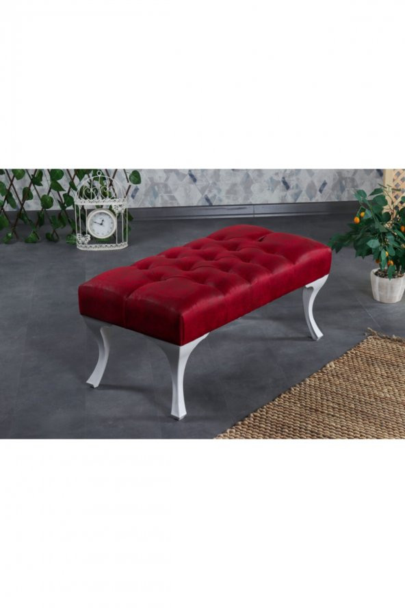 Stoker Puf & Benç 45X90-Pls Ayak Silenebilir Kumaş Bordo