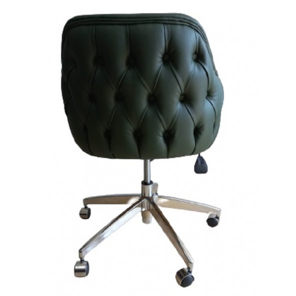 Bilgisayar Sandalyesi Kapitone Desenli Yeşil Renk Suni Deri - 2