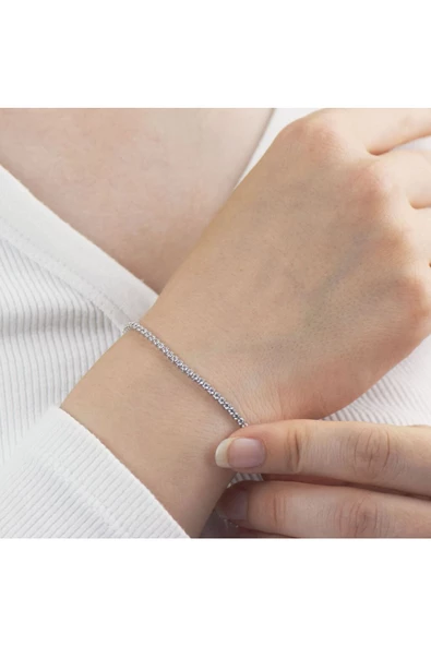 Beyaz Altın 14 Ayar Su Yolu Bileklik ürün görseli 1