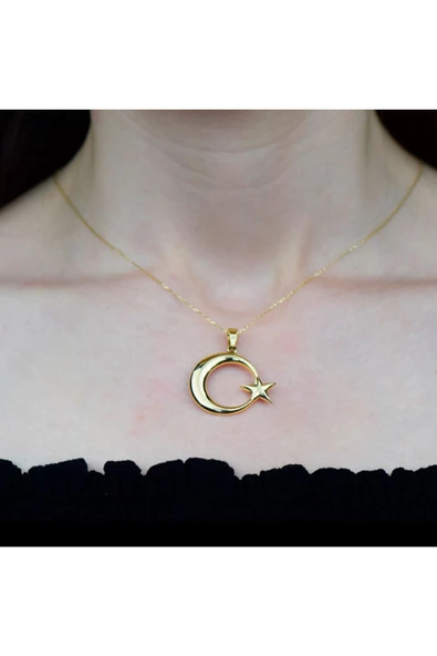 Altın Ay Yıldız Kolye ürün görseli 1