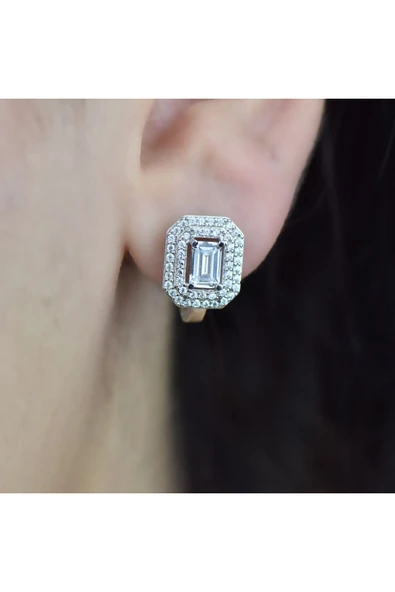 Çift Şerit Baget Altın Küpe ürün görseli 1