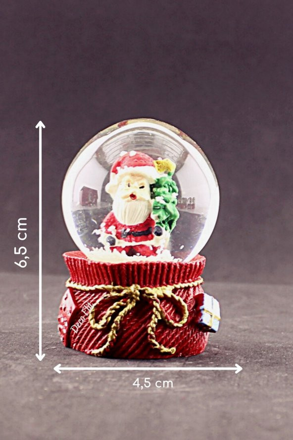 Yeni Yıl Noel Baba ve Çam Ağacı Temalı Mini Boy Kar Küresi 6,5 cm - 1