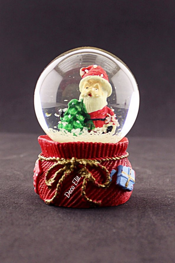 Yeni Yıl Noel Baba ve Çam Ağacı Temalı Mini Boy Kar Küresi 6,5 cm - 4