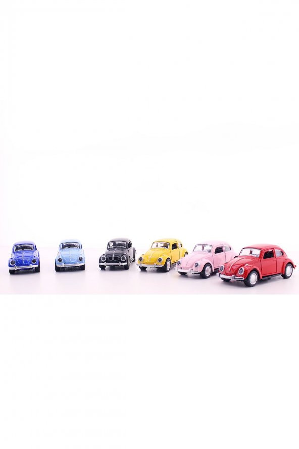 6 Adet Çek-Bırak Metal Vosvos Araba Dıe Cast Büyük Boy 12cm - 6