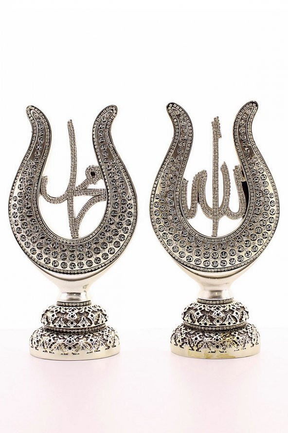 2li Gümüş Allah Muhammed Lale Lafız Orta Boy Biblo 22cm-02 - 5