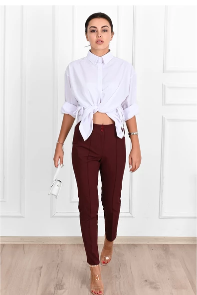 Kadın Yüksek Bel Klasik Kumaş Pantolon 6124-23 - 8