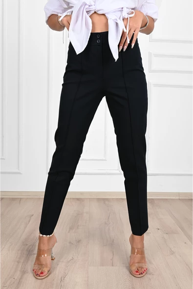 Kadın Yüksek Bel Klasik Kumaş Pantolon 6124-23 - 5