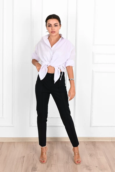 Kadın Yüksek Bel Klasik Kumaş Pantolon 6124-23 - 2