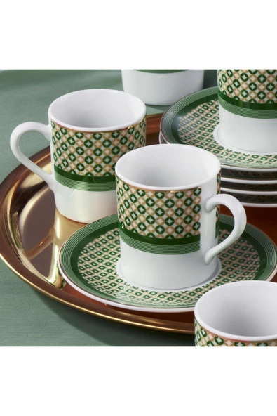 Güral Porselen Atina 12 Parça 6 Kişilik Bone Türk Kahvesi Fincan Takımı - 2351 - 2