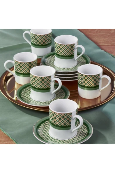 Güral Porselen Atina 12 Parça 6 Kişilik Bone Türk Kahvesi Fincan Takımı - 2351