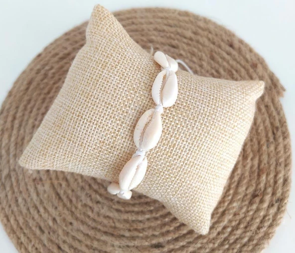 Bileklik Halhal Deniz Kabuklu Ayarlanabilir İp Bileklik Bijuteri Takı Halhal Aksesuar - 3