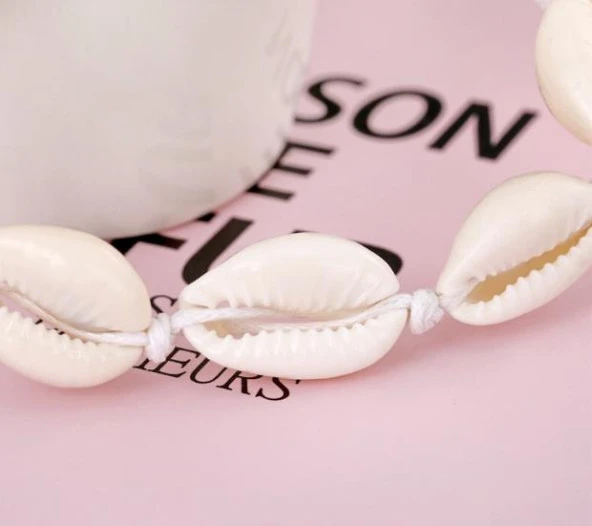 Bileklik Halhal Deniz Kabuklu Ayarlanabilir İp Bileklik Bijuteri Takı Halhal Aksesuar - 8