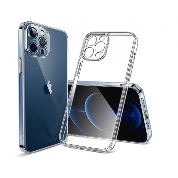 Vendas Apple iPhone 14 Pro Max Uyumlu Fora Serisi Kamera Korumalı Şeffaf Silikon Kılıf + Cam Ekran Koruyucu