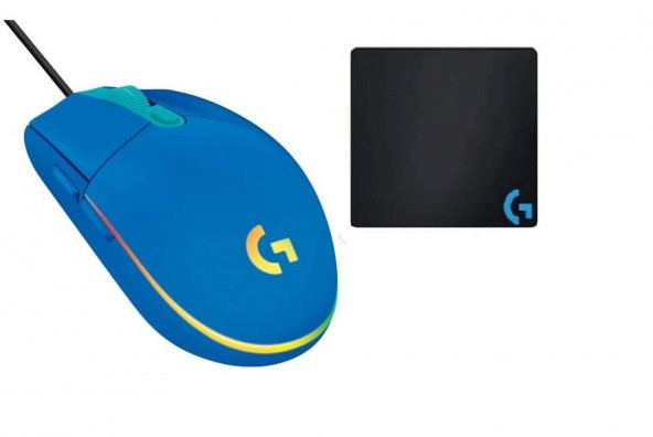 Logitech G102 Mavi LightSync Optik Kablolu Oyuncu Mouse + Oem Gaming Mouse Pad 40x30cm