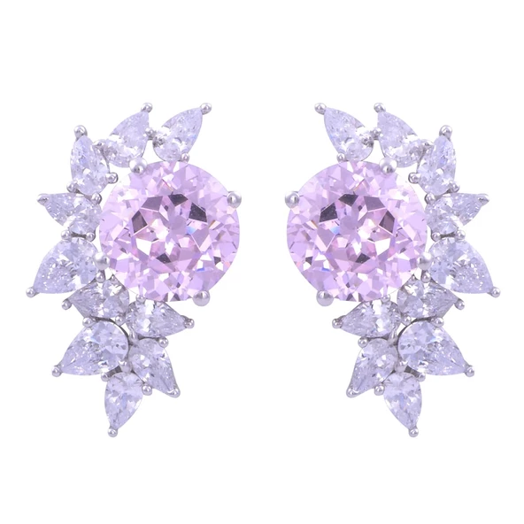 Pembe Taşlı Kanat Model Gümüş Küpe