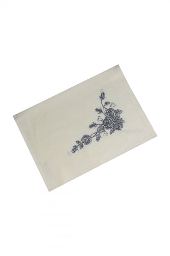 Bulteks Simli Nakışlı Kadife Ekru El Havlusu 30x50 Desen 5 - 2