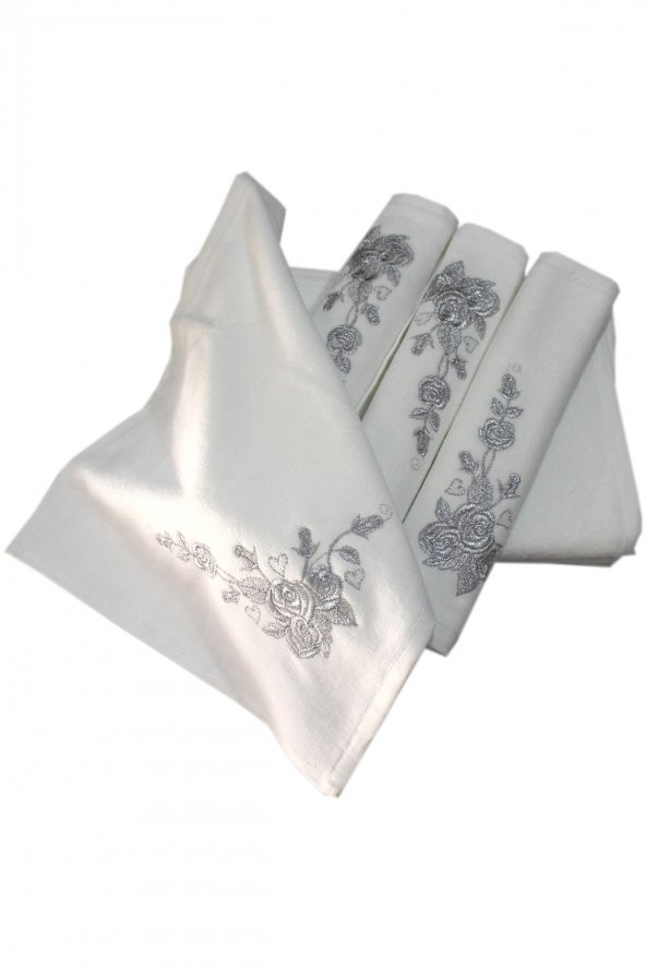 Bulteks Simli Nakışlı Beyaz Kadife El Havlusu 30X50 Desen 5 - 2