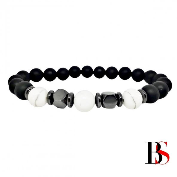 Havlit & Oniks & Hematit Doğal Taş Erkek Bileklik - 2