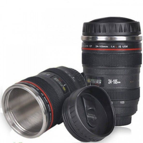 Objektif Görünümlü Lens  Kupa Çelik Kahve Çay Termos Mug Bardak