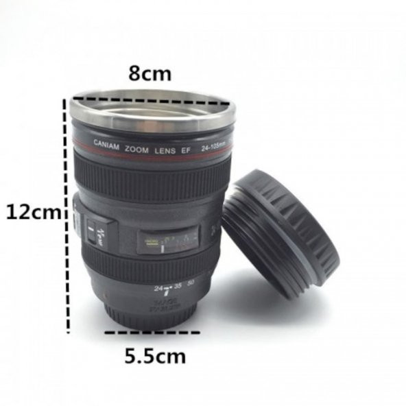 Objektif Görünümlü Lens  Kupa Çelik Kahve Çay Termos Mug Bardak - 4