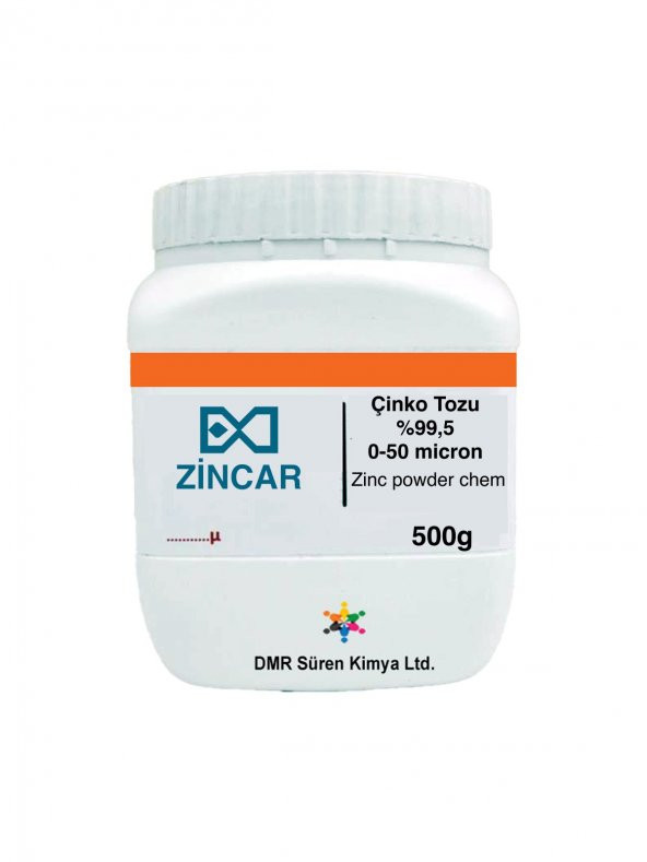 Zincar çinko tozu 500gr 0-50micron 99,5 Zinc Powder Chem