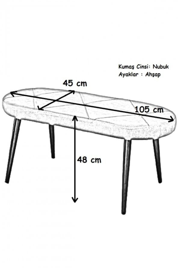 Mymassa Puf & Benç Oval-Kapitoneli Ahsap Ayak Pembe - 2