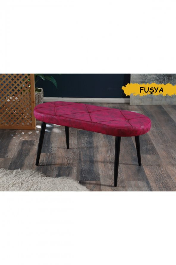 Mymassa Puf & Benç Oval-Kapitoneli Ahsap Ayak Bordo - 1
