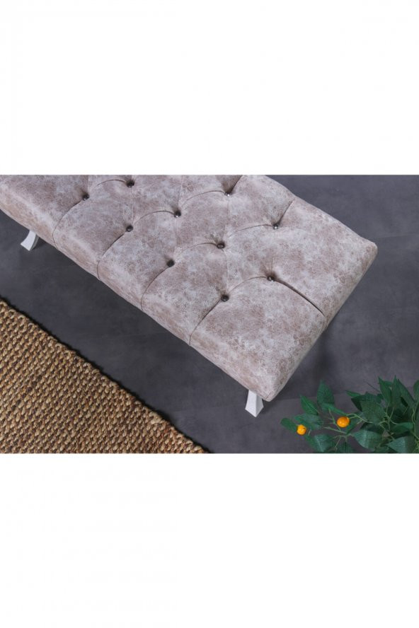 Stoker Puf & Benç 45X90-Pls Ayak Silenebilir Kumaş Krem - 2