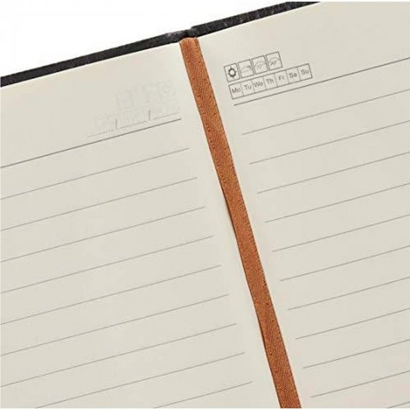 Termo Suni Deri Kapaklı Çizgili A5 Ajanda Not Defteri SİYAH - 3