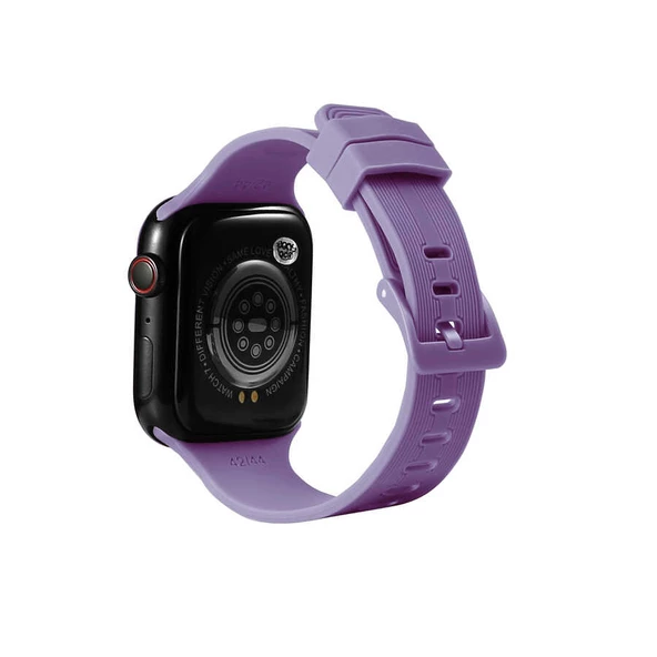 Vendas Apple Watch 40mm Kademe Ayarlı Çizgi Tasarımlı Silikon Kordon - 10
