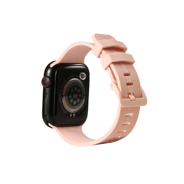 Vendas Apple Watch 7 41mm Kademe Ayarlı Çizgi Tasarımlı Silikon Kordon